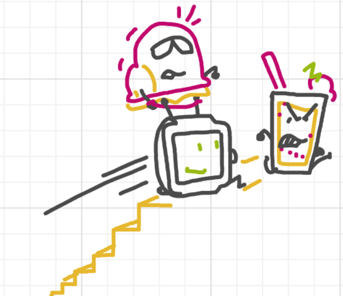 A panel from Running Duos, episode four of the Board Boards object show by Furretwalk/WalkingFurret.